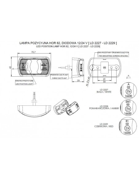Marker lamp LD 2227 white 12/24V