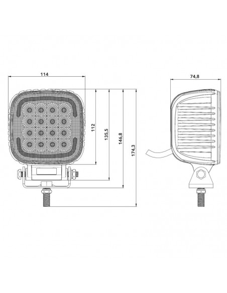 FLEXTRA QUAD 80 Wat - Lampa robocza LED z trójkolorowym światłem pozycyjnym