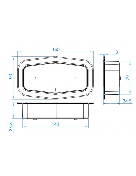 Recessed base for Double-burner lamp - 32 mm