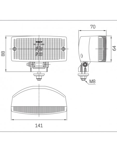 SIM 3123 - Rectangular BA15s reversing lamp