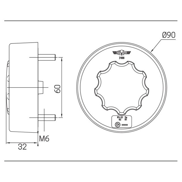 SIM 3188 - Round LED reversing lamp...
