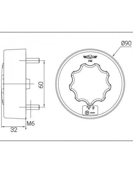 SIM 3188 - Okrągła lampa cofania LED 12/24V