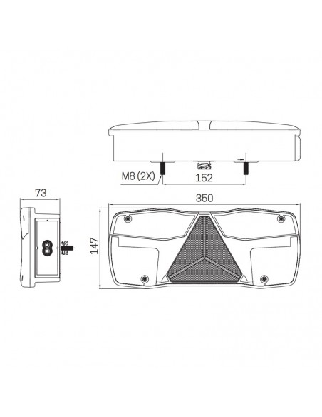 SIM 3192 LEWA - Lampa tylna LED 6-funkcyjna, odblask trójkątny 12/24V