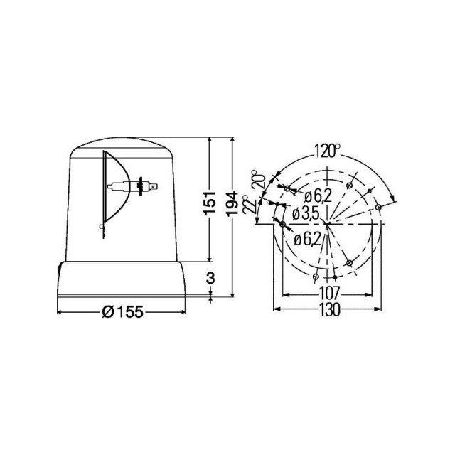 HELLA KL7000F orange beacon 24V