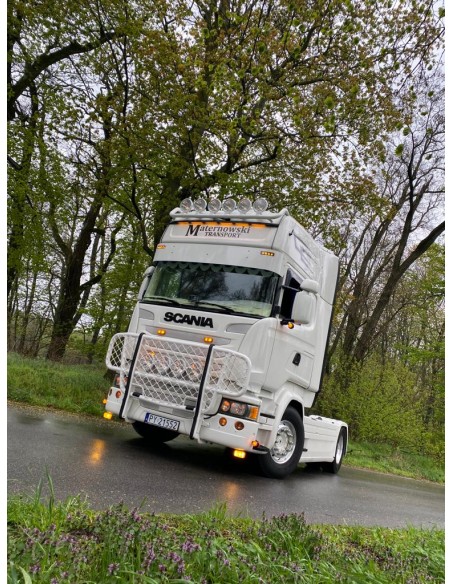 SCANIA 4/R - Stainless sunvisor, 2 marker lights