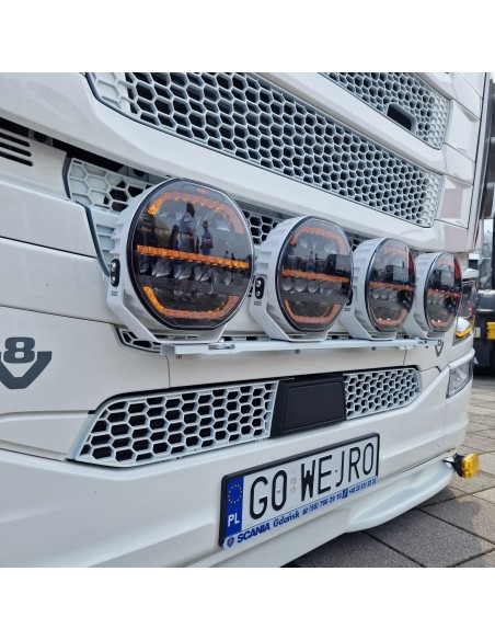 SCANIA Nextgen - zestaw montażowy halogenów na przód, stal nierdzewna