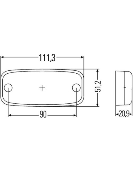 HELLA - Led marker light red LED 24V 111x51