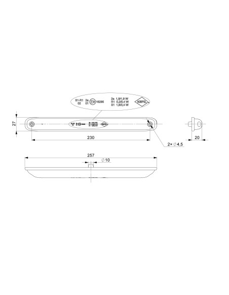 LED rear light LZD2246 3-function
