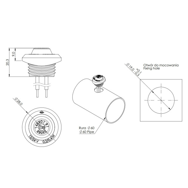 LED white marker lamp LD2631/GRAPHITE...