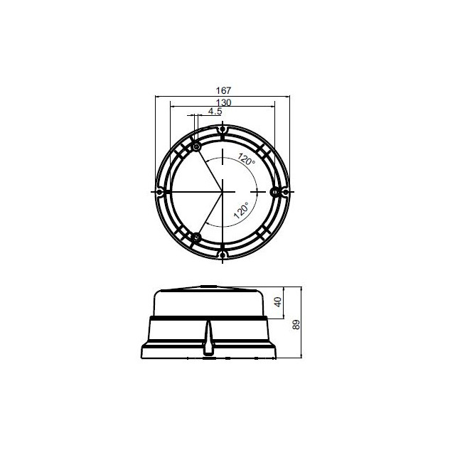 Skyled 13SL10013C beacon, low, 3-bolt...
