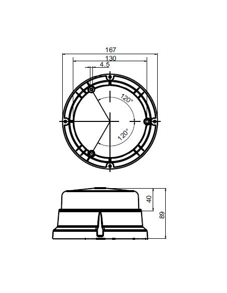 Skyled 13SL10013C beacon, low, 3-bolt mounting
