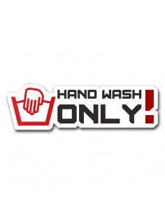 Hand wash only red sticker