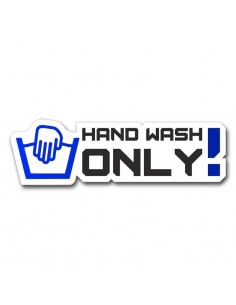 Hand wash only blue sticker