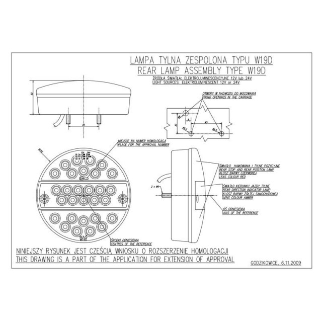 Lampa zespolona WAŚ W19D/288 tylna...