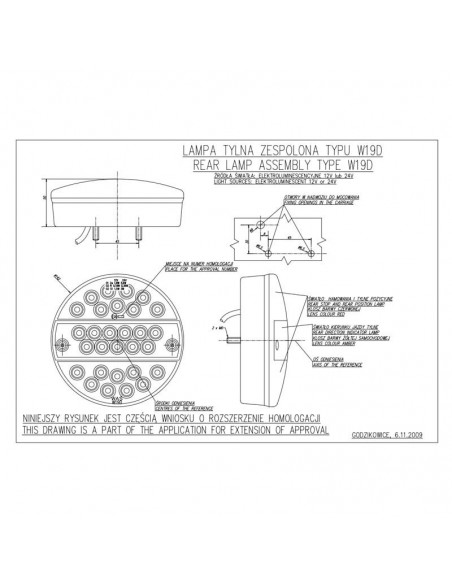 Lampa zespolona WAŚ W19D/288 tylna LED pozycja/stop/kierunek