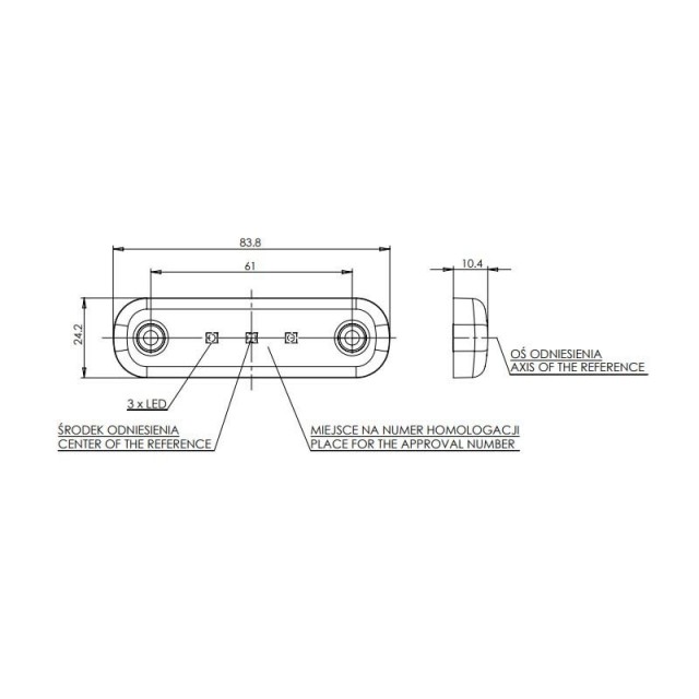 Marker light WAŚ W97.1/710 white 12/24V
