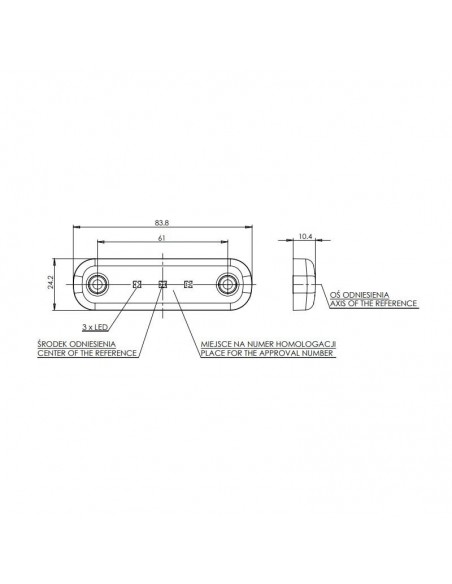Lampa obrysowa WAŚ W97.1/710 biała 12/24V