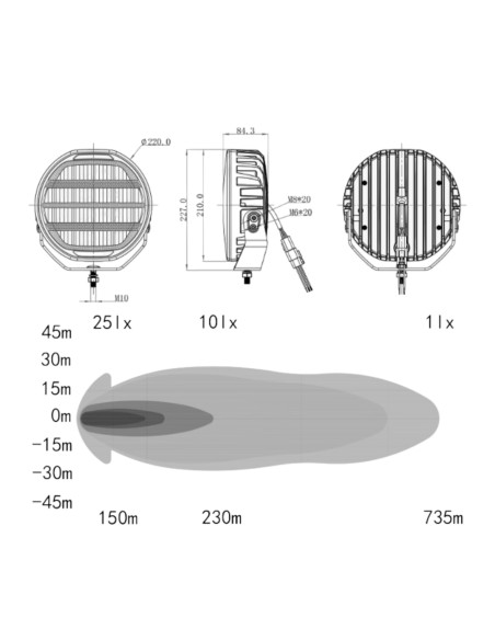 OZZ XR3 P9" R65, LED driving light with strobe, white housing