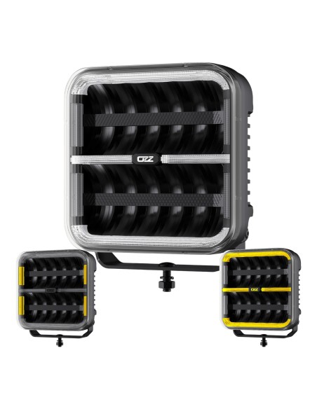 OZZ SQR 9" Black LED driving light with strobe, black housing