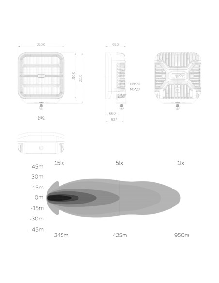 OZZ SQR 9" White Lampa drogowa LED z stroboskopem, biała obudowa