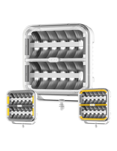 OZZ SQR 9" White LED driving light with strobe, white housing