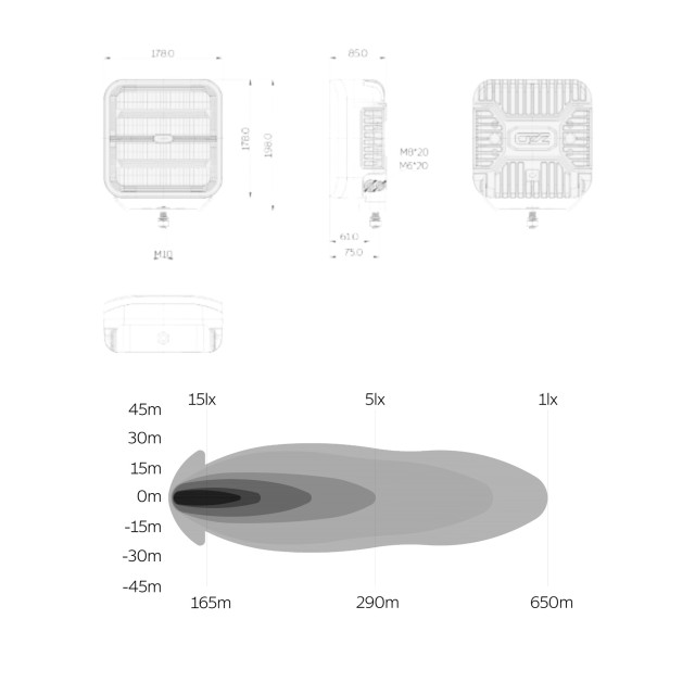 OZZ SQR 7" Black LED driving light...