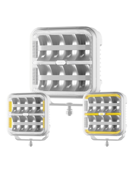 OZZ SQR 7" White LED driving light with strobe, white housing