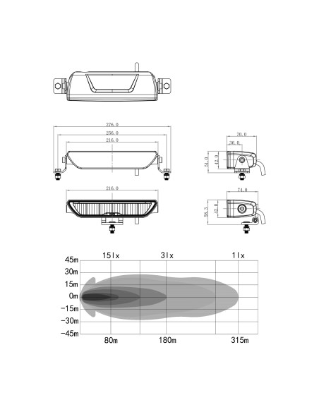 OZZ XB1 8" White ledbar, white housing