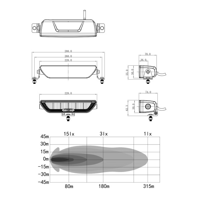 OZZ XB1 P9" Black, ledbar z światłem...