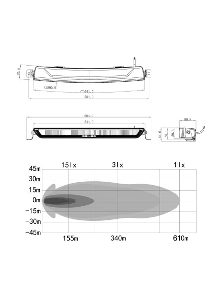 OZZ XB1 P20" White, ledbar with position light, white housing