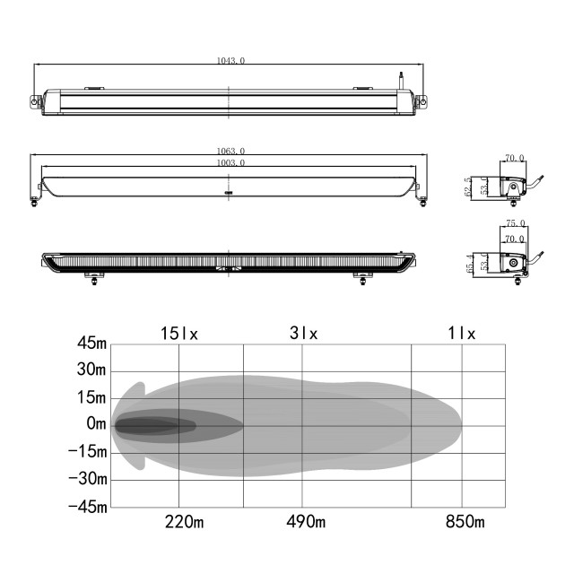 OZZ XB1 P40" White, ledbar z światłem...