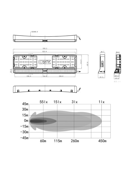 OZZ DLP1 White, licence plate frame with double ledbar, white housing