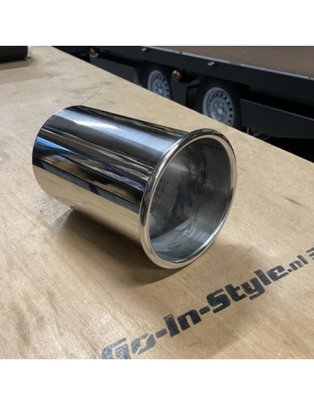 Stainless steel exhaust pipe tip, 129 mm diameter, rounded edge