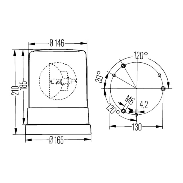 Orange beacon light Hella KL700 2RL...