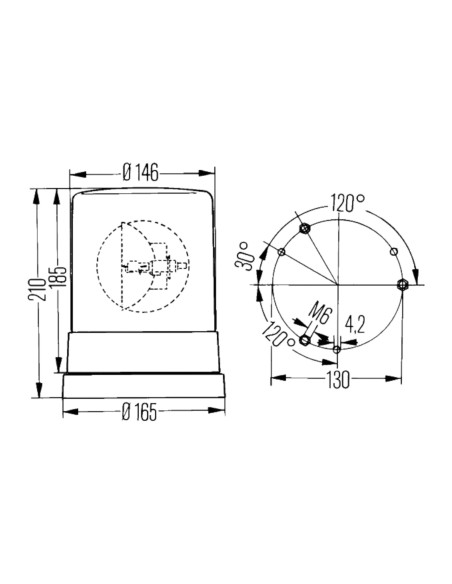 Orange beacon light Hella KL700 2RL 004 958-111