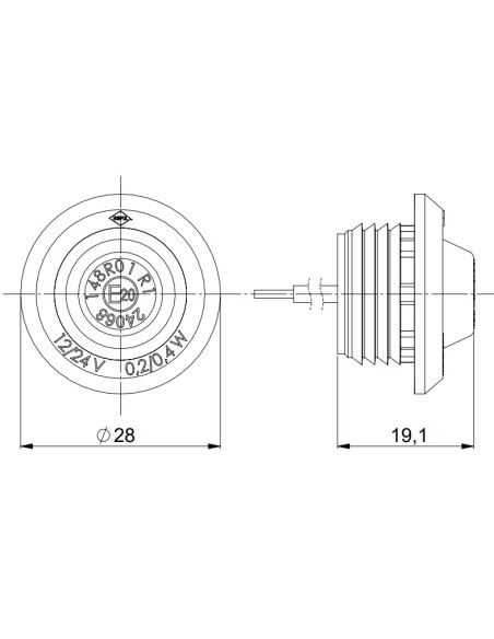 Red LED marker lamp LD 2630/GRAPHITE, flat mount