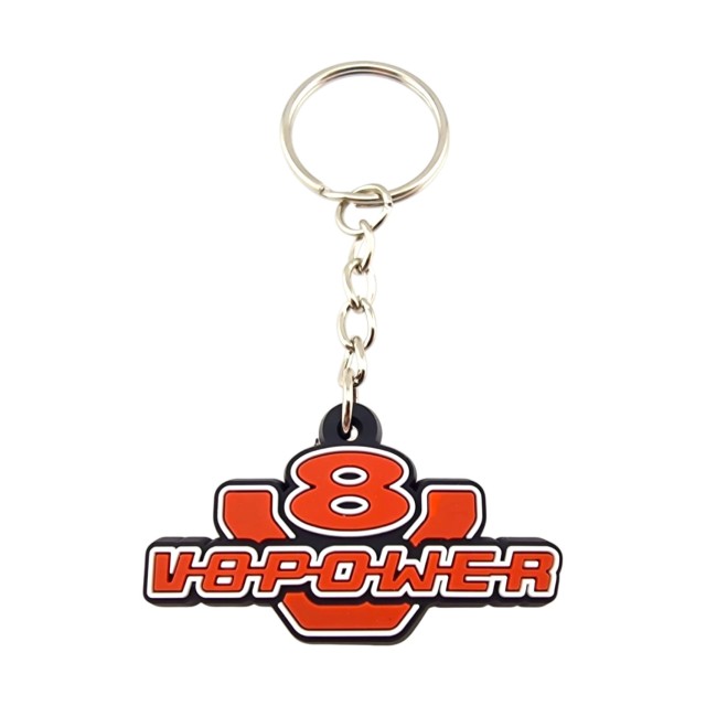 V8power logo rubber keychain