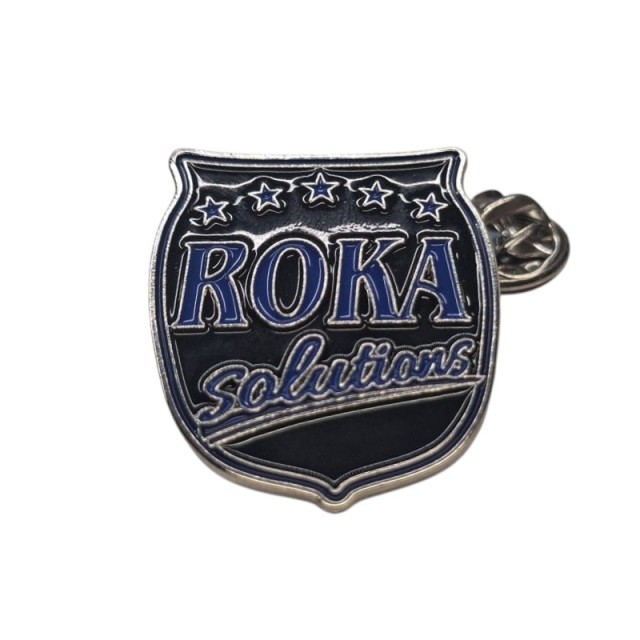Przypinka metalowa Roka Solutions logo